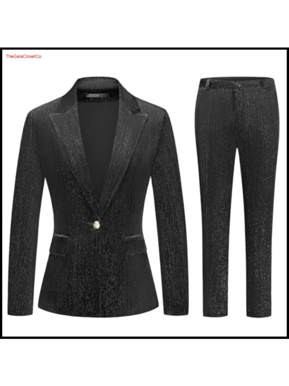 Velvet Pants Suit Set Sparkly Blazer & Pants Formal Tuxedo Business Casual